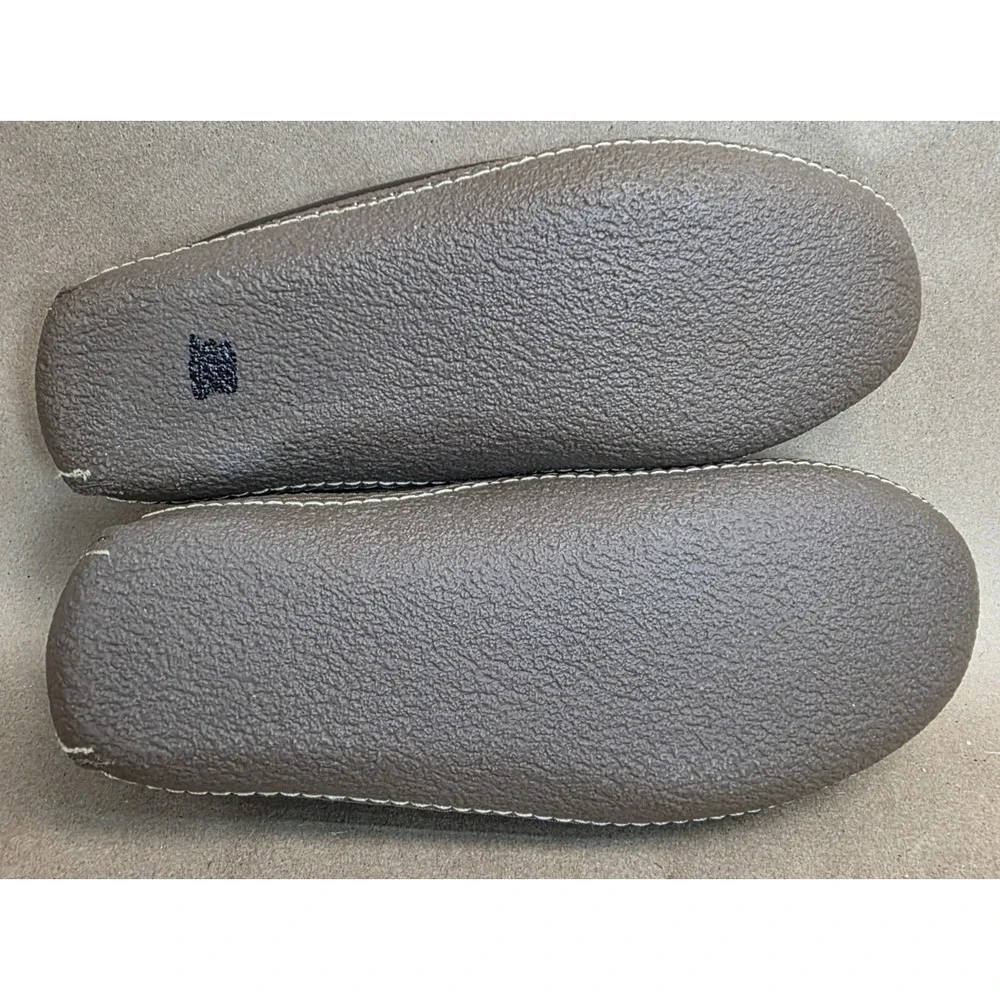 LL Bean Moccasin (Sz 10 M) Slipper Mens Brown Bow Slip On Loafer Leather 212984